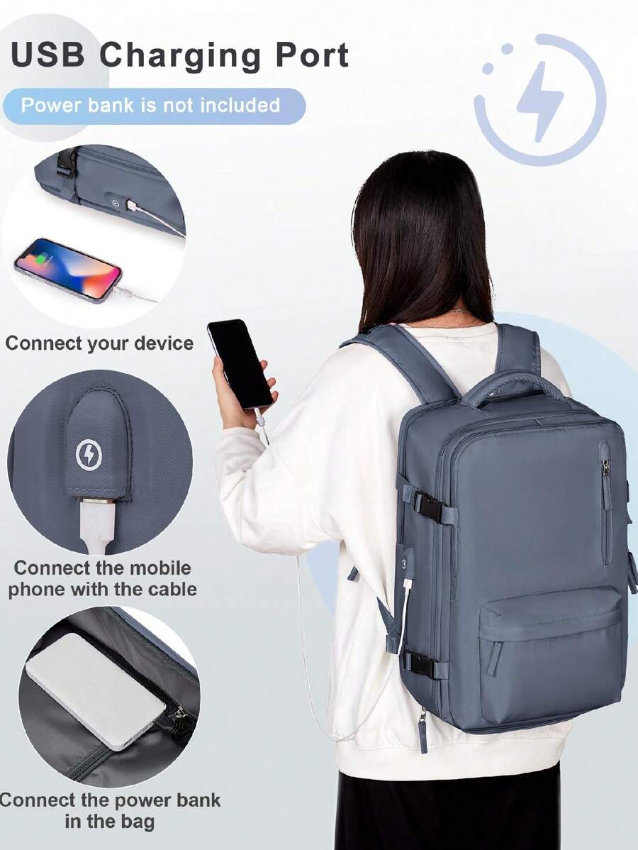 旅行後背包適合女士,大容量電腦後背包,輕便短距離商業旅行行李袋,可擴展後背包適用於登機