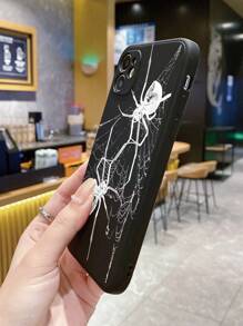 1入組蜘蛛材質黑色直邊手機殼,適用於蘋果/三星/小米/紅米/維沃/歐珀 - 黑色 - 查看 3