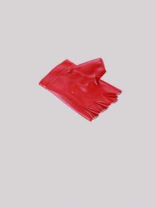 1 đôi Của phụ nữ Hiệu suất Nửa Ngón tay Hình trái tim Múa cột Đúng mốt chất liệu da PU Găng tay cụt ngón - Đỏ - Xem 5