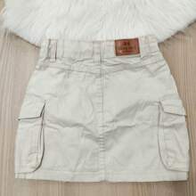 Saia Jeans Feminina Juvenil Bege - Bege - Visão 2