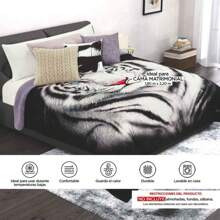 Soft Shearling Reverse Coverlet - Noir et Blanc - Voir 2