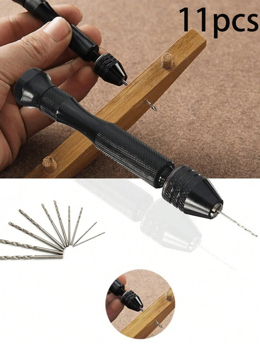 9*1.4cm+0.5-2.0mm10 件迷你微型鋁手電筒鑽帶無鑰匙卡盤 +10x 合金鋼麻花鑽旋轉工具木材鑽孔 - 黑色 - 查看 1