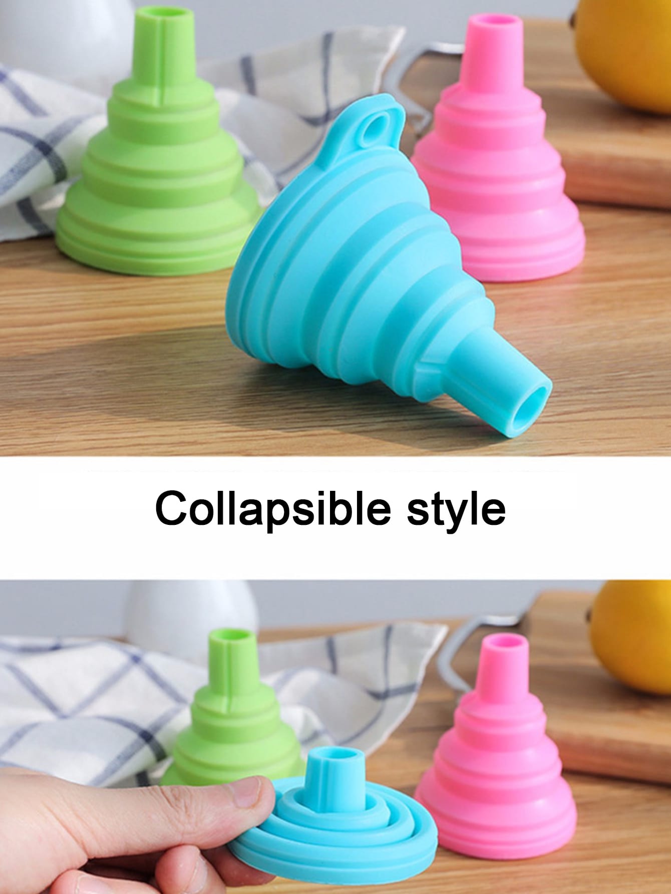 1pc Foldable & Extendable Long Neck Plastic Funnel With Pouring Oil Pot ...