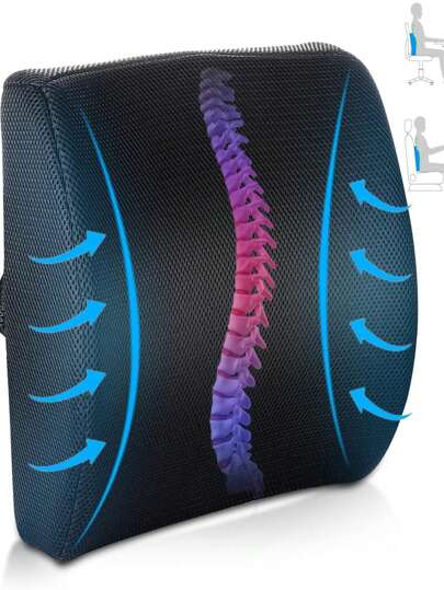 Respaldo Lumbar Asiento Soporte Espalda Espuma Viscoelástica Cojín de Asiento para Ciática Alivio para el Dolor de Espalda Almohadilla para Apoyo en Oficina, Auto, Hogar