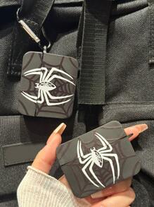 Apple White Spider Black Earphone Case With Buckle Compatible With Airpods1/2 AirPods Pro Grunge