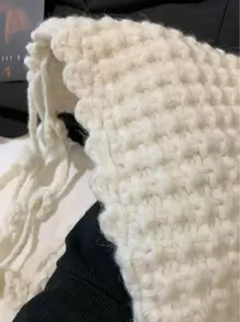 1 Pc Beige Boho Tassels Knitted Vintage Beanie Hat Embroidered Floral Hollow Out Hat Leisure Boho Embroidery Flowers Travel Print Hat For Women Cute Winter Fall