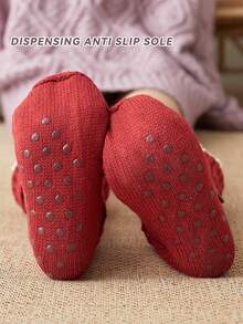 1 đôi Của phụ nữ Nút Thiết kế Lông cừu ấm áp Quần lọt khe Với Chống trượt , Dày lên Giữa bắp chân Chiều dài Màu thuần Sang trọng Vớ , Thích hợp Đối với Mặc hàng ngày In Mùa thu & Mùa Đông , 5 Màu sắc sẵn có - Màu Khaki - Xem 3