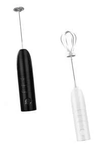 Espumador Batidor Manual 2 en 1 Doble Cabezal Recargable para Cafe Huevos Alimentos - Blanco - Ver 1