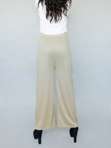 Pantalón de de tiro alto, acampanado tipo pana, diferentes colores - Beis - Ver 2
