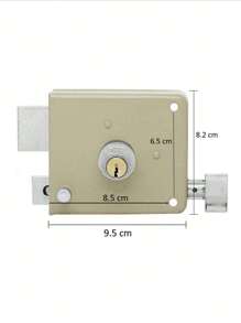 Left Lock Easy To Install On Putting The Plate For Exterior Street Door With 2 Maximum Security Keys - Beige - View 3