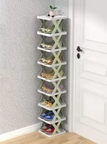 1 pieza Organizador plegable para sala de estar/dormitorio, estante DIY para zapatos sencillo, de 2 niveles, fácil de montar, disponible en 3 colores, capacidad individual de 20 kg, también se puede usar como estante de almacenamiento, ¡diseño genial!