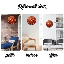 運動球型木質掛鐘,籃球圖案無聲圓形電池裝飾鐘,適用於戶外露台、遊艇、廚房、臥室、家居、辦公室裝飾10吋、12吋、14吋、16吋(不含電池) - 多色MDF211 - 查看 4