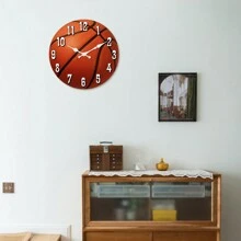 運動球型木質掛鐘,籃球圖案無聲圓形電池裝飾鐘,適用於戶外露台、遊艇、廚房、臥室、家居、辦公室裝飾10吋、12吋、14吋、16吋(不含電池) - 多色MDF211 - 查看 9