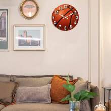 運動球型木質掛鐘,籃球圖案無聲圓形電池裝飾鐘,適用於戶外露台、遊艇、廚房、臥室、家居、辦公室裝飾10吋、12吋、14吋、16吋(不含電池) - 多色MDF211 - 查看 6