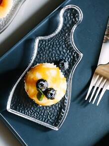 1pc Iced-patterned Glass Tray For Desserts, Snacks, Fruits, Etc. - Clear - View 6