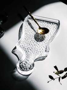 1pc Iced-patterned Glass Tray For Desserts, Snacks, Fruits, Etc. - Clear - View 3