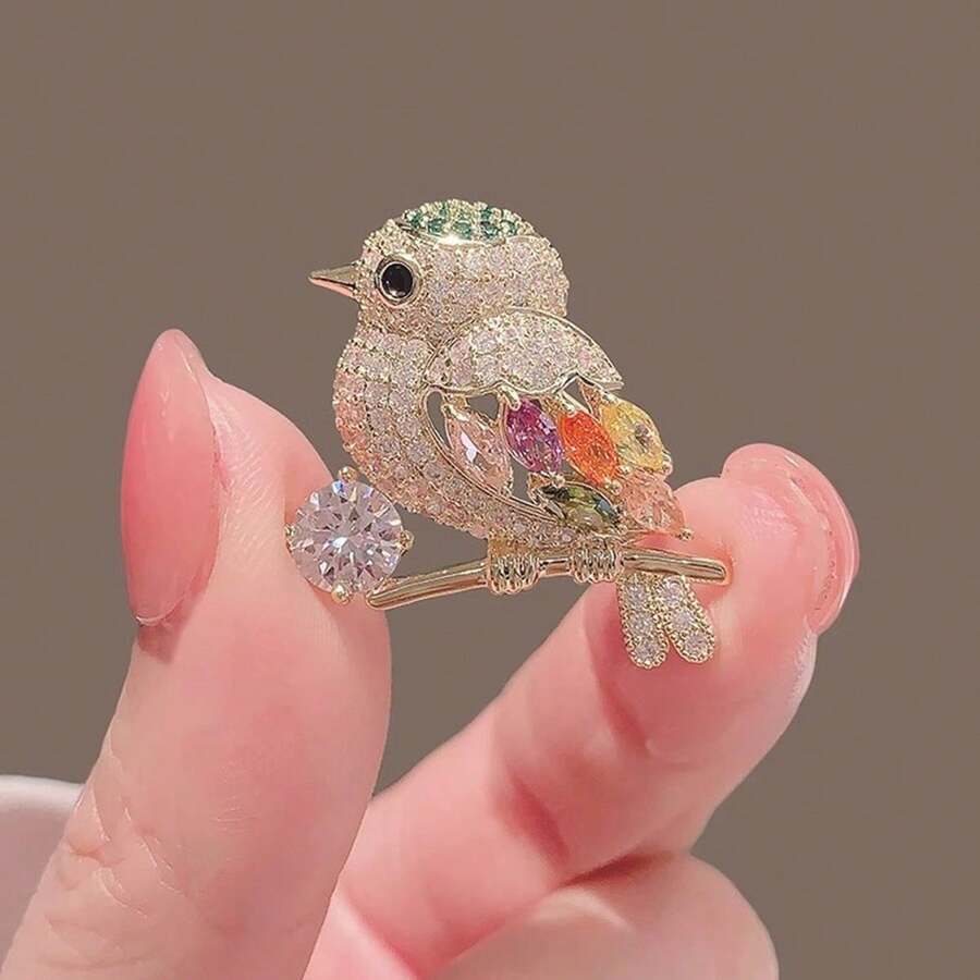 1pc Personalized Bird-Shaped Brooch Pin, Japanese Style, Lovely And Anti-Light Exposure, Colored Arrow Flower Accessory Suitable For Suits - bird brooch - View 1