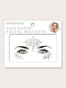 1 hoja de pegatina de tatuaje de ojo con forma de gota de agua con rhinestones - Multicolor - Ver 3