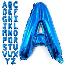 40 Inch Large Blue Letter Balloon Big Size Jumbo Mylar Foil Helium Balloon For Birthday Party Celebration Decorations, Alphabet A B C D E F G H I J K L M N O P Q R S T U V W X Y Z Graduation Season New Year's Anniversary Decor