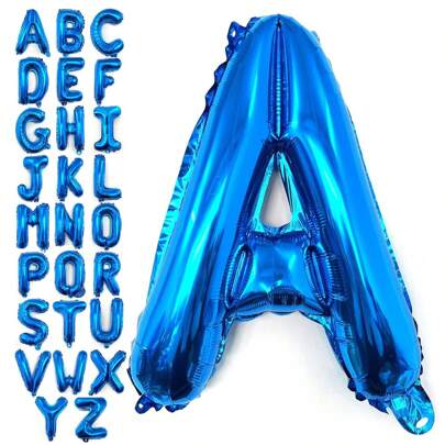 40 Inch Large Blue Letter Balloon Big Size Jumbo Mylar Foil Helium Balloon For Birthday Party Celebration Decorations, Alphabet A B C D E F G H I J K L M N O P Q R S T U V W X Y Z Graduation Season New Year's Anniversary Decor