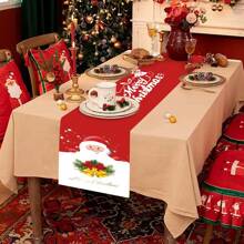 1入組聖誕桌旗,設有多種圖案選擇,裝飾性創意印花桌布桌旗,適用於聖誕假期家居廚房裝飾 - 聖誕老公公 - 查看 1