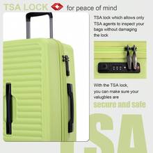 Travelhouse 3 Pieces Hardshell Luggage Set, Double Spinner Wheels Hardcase Lightweight Dopamine Color Suitcase Set With TSA Lock, 20"24"28" - Màu xanh lợt - Xem 3
