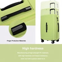 Travelhouse 3 Pieces Hardshell Luggage Set, Double Spinner Wheels Hardcase Lightweight Dopamine Color Suitcase Set With TSA Lock, 20"24"28" - Màu xanh lợt - Xem 5