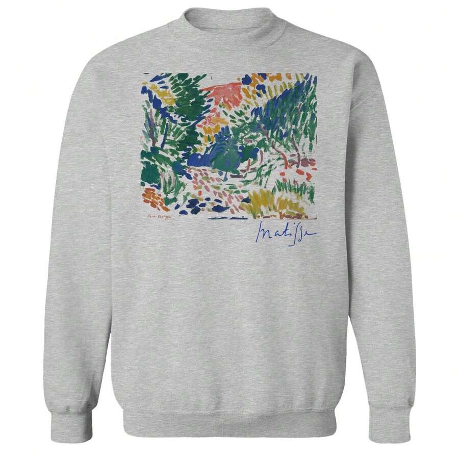 Fine Art Matisse Landscape Graphic Unisex Cotton Pullover Sweatshirt - Màu Xám nhạt - Xem 1