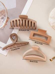4pcs Square & Semicircle Design Hair Claw - Multicolor - View 6