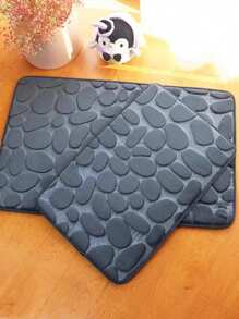 1 Pieza Alfombra De Baño Con Relieve De Piedra, Alfombra De Espuma De Memoria, Antideslizante, Secado Rápido, Lavable Y Espesa Para La Ducha - Camel - Ver 8