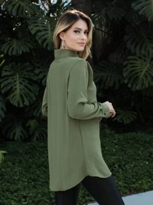 Women Blouses - xanh quân đội - Xem 2