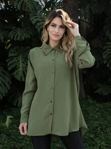 Women Blouses - xanh quân đội - Xem 1