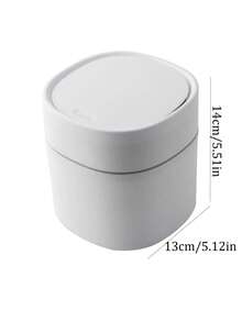 1pc 14cm Mini Desktop Trash Can With Lid For Home Kitchen Office Desk Paper Waste Bin Organizing Storage Container - Navy Blue - View 2