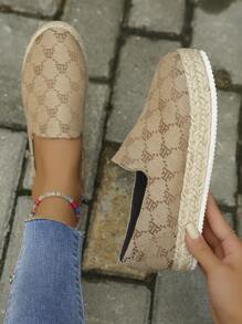 Women's Spring And Autumn Comfortable Woven Suede Flat Loafer, Fashion Leisure Style Slip-on Loafers, Thick Heel Shoes - Brown - View 5