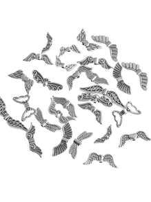 30pcs/Pack New Alloy Pendant Charms, Guardian Angel Wings, Silver-Tone Metal Spacer Beads, DIY Jewelry Accessories For Necklace, Bracelet, Earrings