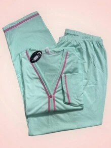 Plus Size Pajama Sets - Màu xanh nhạt - Xem 8
