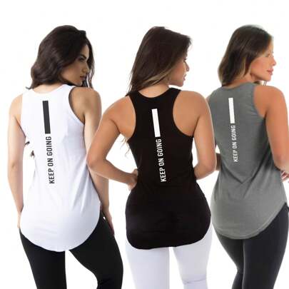 Kit 3 Camisetas Feminina Academia Keep on