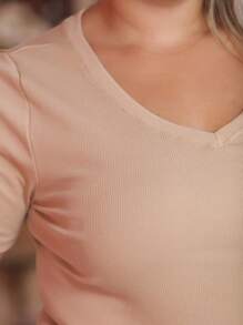 Plus Size T-shirts - 卡其色 - 查看 3