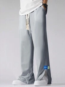 男士運動長褲,素色設計休閒時尚個性長褲 - 灰色 - 查看 1