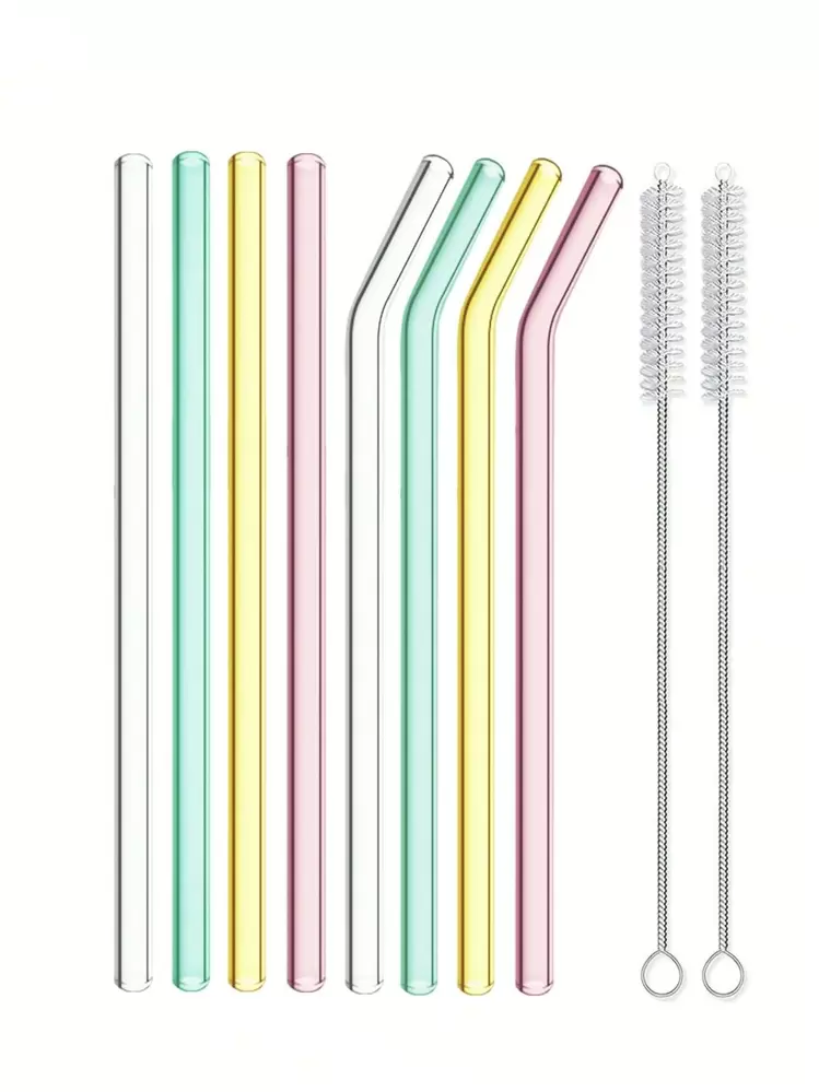 12 pailles en verre réutilisables de 17,8 cm x 8 mm, y compris 10