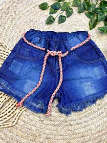 Tween Girls Denim Shorts - 深色水洗藍 - 查看 1