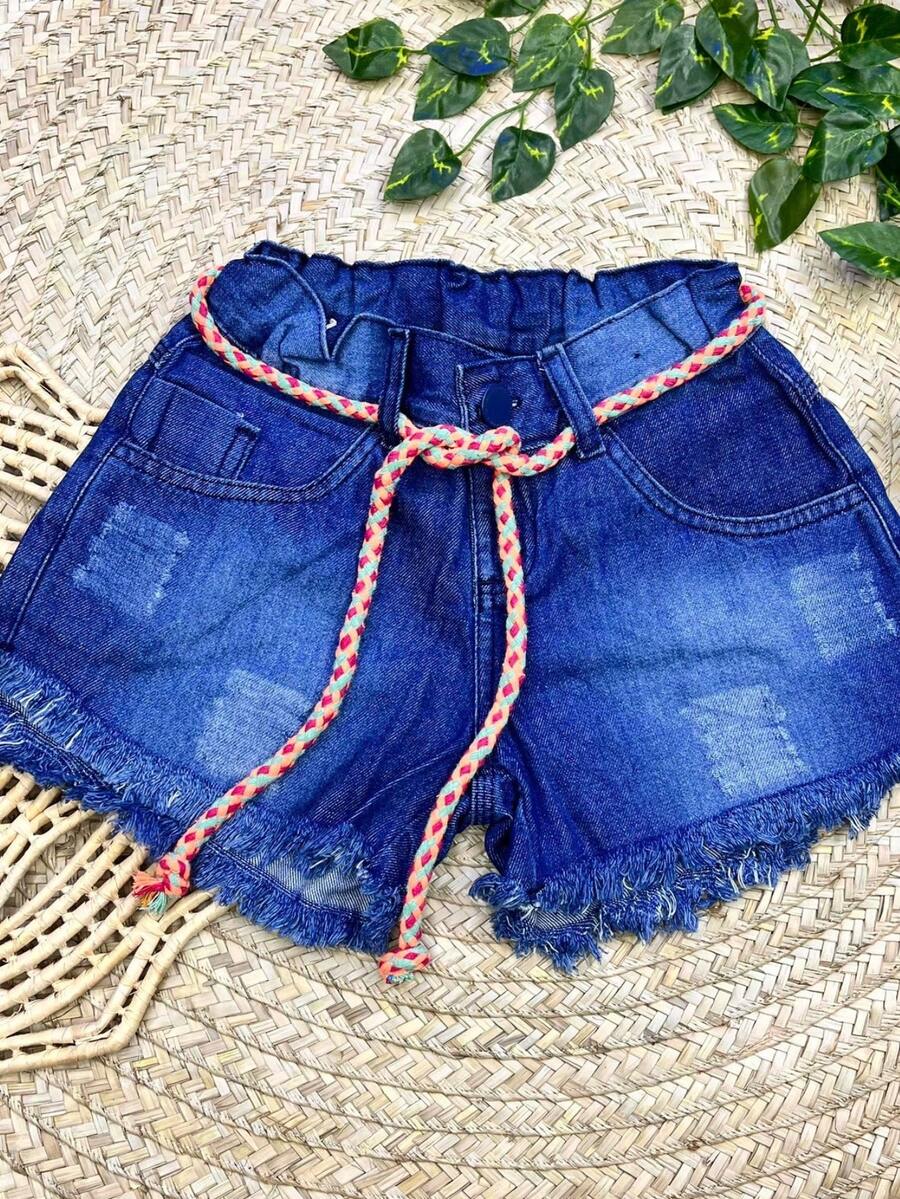 Tween Girls Denim Shorts - 深色水洗藍 - 查看 1