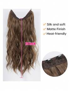 Nối tóc 24 Inch Vô hình Dây điện Dài Dợn sóng Nâu Nối tóc Đối với phụ nữ Kích thước có thể điều chỉnh Tóc giả piece 2 Clip In Nối tóc - màu nâu - Xem 3