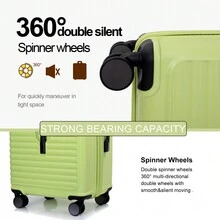 Travelhouse 3 Pieces Hardshell Luggage Set, Double Spinner Wheels Hardcase Lightweight Dopamine Color Suitcase Set With TSA Lock, 20"24"28" - Màu xanh lợt - Xem 6