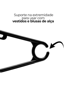 KIT 20 Cabides Reforçado de Roupa Preto Adulto Perfumado