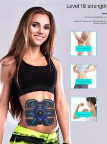 腹肌緊緻器和肌肉按摩器,電子肌肉刺激按摩器,男女適用-在家鍛煉你的腹部,臀部和臀部-可充電式 - 藍色 - 查看 6