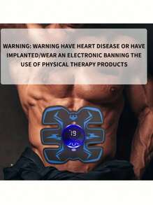 腹肌緊緻器和肌肉按摩器,電子肌肉刺激按摩器,男女適用-在家鍛煉你的腹部,臀部和臀部-可充電式 - 藍色 - 查看 5