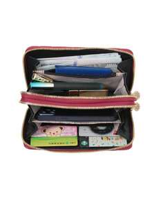 Limoges Long Wallet With Large Double Zipper - Brown - View 2