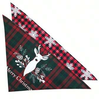2pcs Christmas Dog Bandana, Pet Dog Cat Scarf Accessories Suitable For Small Dogs, Pet Grooming Products