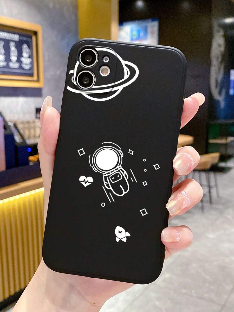 1 Miếng Đen Đầy sao Phi hành gia Chất liệu Thẳng Cạnh Ốp lưng & bao da điện thoại Tương thích với - màu đen - Xem 1